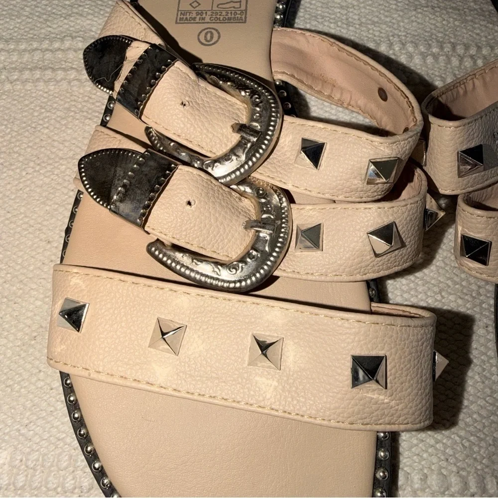 Everglades Studded Slide Sandals Tan Western Boho Festival Size 9